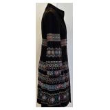 Nanette Lepore Embroidered Brown Velvet Boho Coat with Quilted Lining, Size 6
