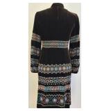 Nanette Lepore Embroidered Brown Velvet Boho Coat with Quilted Lining, Size 6