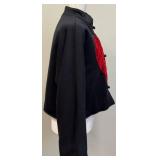 Moschino Cheap and Chic Black Wool Jacket with Red Velvet Heart, Size 8