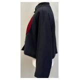Moschino Cheap and Chic Black Wool Jacket with Red Velvet Heart, Size 8