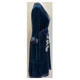 Johnny Was Velvet Embroidered Dress Adjustable Waist-Size Small