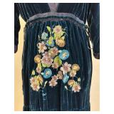 Johnny Was Velvet Embroidered Dress Adjustable Waist-Size Small