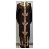 Beautiful Handmade Embroidered Brown Robe with Gold Stitch Work