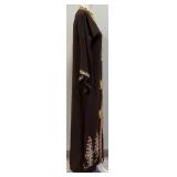 Beautiful Handmade Embroidered Brown Robe with Gold Stitch Work