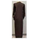 Beautiful Handmade Embroidered Brown Robe with Gold Stitch Work
