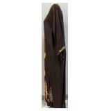 Beautiful Handmade Embroidered Brown Robe with Gold Stitch Work