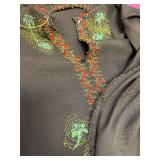 Beautiful Handmade Embroidered Brown Robe with Gold Stitch Work