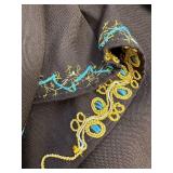 Beautiful Handmade Embroidered Brown Robe with Gold Stitch Work