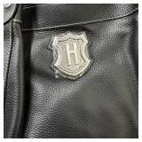 J.W. Hulme Black Leather Shoulder Bag with Crest Emblem