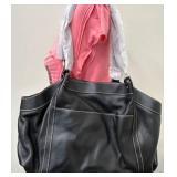 J.W. Hulme Black Leather Shoulder Bag with Crest Emblem
