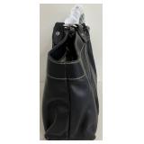 J.W. Hulme Black Leather Shoulder Bag with Crest Emblem
