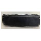 J.W. Hulme Black Leather Shoulder Bag with Crest Emblem