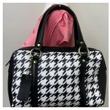 Anna by Anuschka Houndstooth Leather Satchel with Shoulder Strap