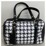 Anna by Anuschka Houndstooth Leather Satchel with Shoulder Strap