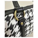 Anna by Anuschka Houndstooth Leather Satchel with Shoulder Strap