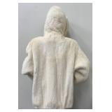 Beautiful Alaska Fur Gallery XL White Hooded Fur Coat, 29 Inch Long