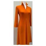 Norma Kamali Everlast Orange Zip Collar Dress, Size M