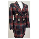 Moschino Cheap and Chic Tartan Wool Skirt Suit Size 10 - Circa 1990