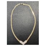 10k Gold Chevron Necklace with Diamond Accents