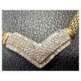 10k Gold Chevron Necklace with Diamond Accents