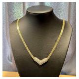 10k Gold Chevron Necklace with Diamond Accents
