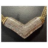 10k Gold Chevron Necklace with Diamond Accents
