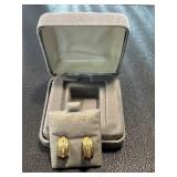Pair of 10K Gold Hoop Earrings with Diamonds