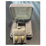 Pair of 10K Gold Hoop Earrings with Diamonds