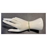 14k Gold Emerald and Diamond Tennis Bracelet 7.5 Inch