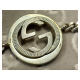 Gucci Sterling Silver GG Logo Chain Bracelet with Pouch