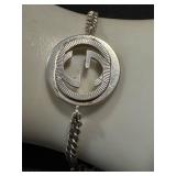 Gucci Sterling Silver GG Logo Chain Bracelet with Pouch