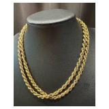14k Gold Rope Chain Necklace 25 Inch 10.4 Grams