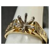 14k Gold Size 5.5 Diamond Accent Ring Mounting