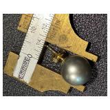 Pair of Gray Pearl Stud Earrings with 14k Gold Posts and Backs
