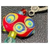 Handblown Glass Bead Jewelry Set: Necklace, Earrings, and Bracelets