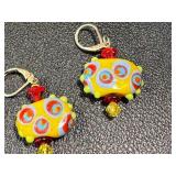 Handblown Glass Bead Jewelry Set: Necklace, Earrings, and Bracelets