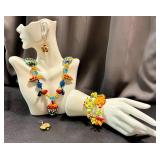 Handblown Glass Bead Jewelry Set: Necklace, Earrings, and Bracelets