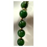 19 Inch Green Jade Bead Necklace with 14K Gold Clasp
