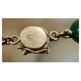 19 Inch Green Jade Bead Necklace with 14K Gold Clasp