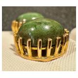 Pair of 18KY Jade Oval Cabochon Earrings