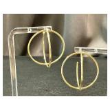 Pair of 14k Gold Geometric Hoop Earrings