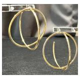 Pair of 14k Gold Geometric Hoop Earrings