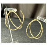 Pair of 14k Gold Geometric Hoop Earrings