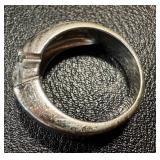 Sterling Silver Ring with Oval CZ Stone, Size 8