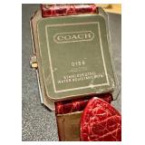 Coach Stainless Steel Swiss Made Watch with Red Leather Band