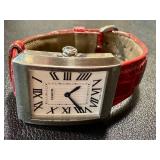 Coach Stainless Steel Swiss Made Watch with Red Leather Band