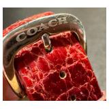 Coach Stainless Steel Swiss Made Watch with Red Leather Band