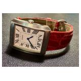 Coach Stainless Steel Swiss Made Watch with Red Leather Band
