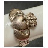 Set of 3 Sterling Silver Rings - Malachite, Irish Claddagh, Abstract Designs