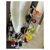 Joshua Benbassat Art Glass Beaded Bracelet, 7 Inch, Sterling Silver Clasp